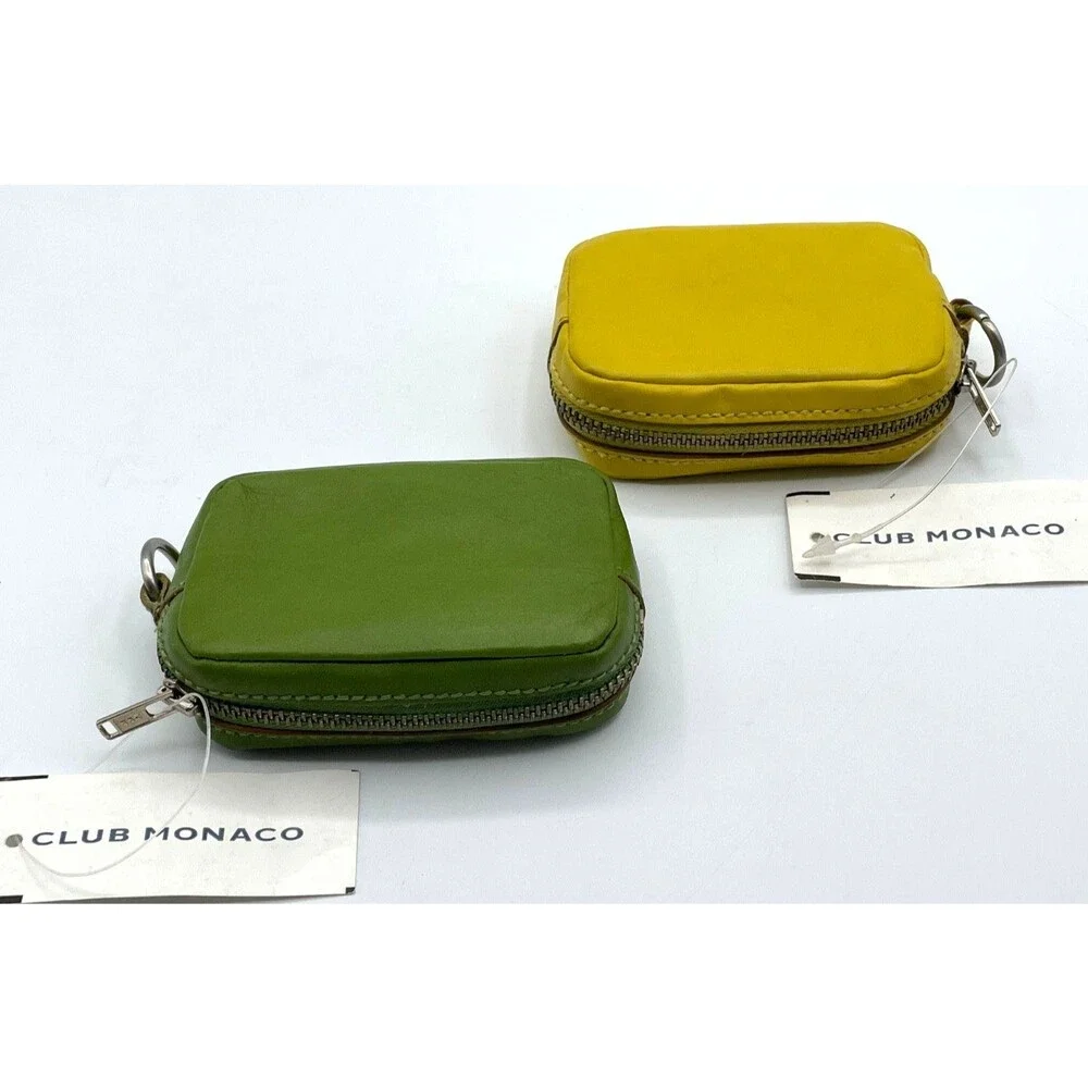NEW Club Monaco Leather Small Pouch Coin Purse, Yellow OR Green